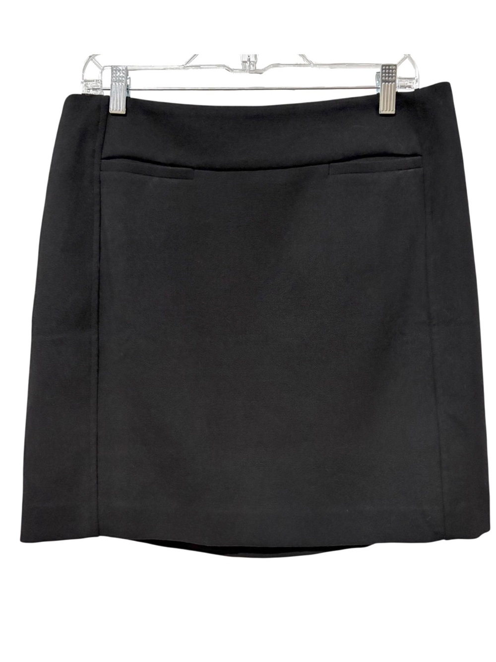 Loft Petite Structured Black Straight Skirt 12P Pockets Lined